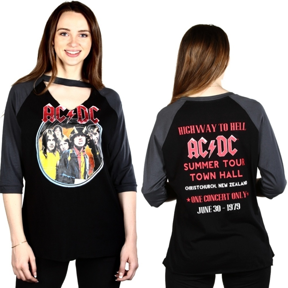 Ac/dc PLUS SIZE Ladies Front/Back Print Top.
